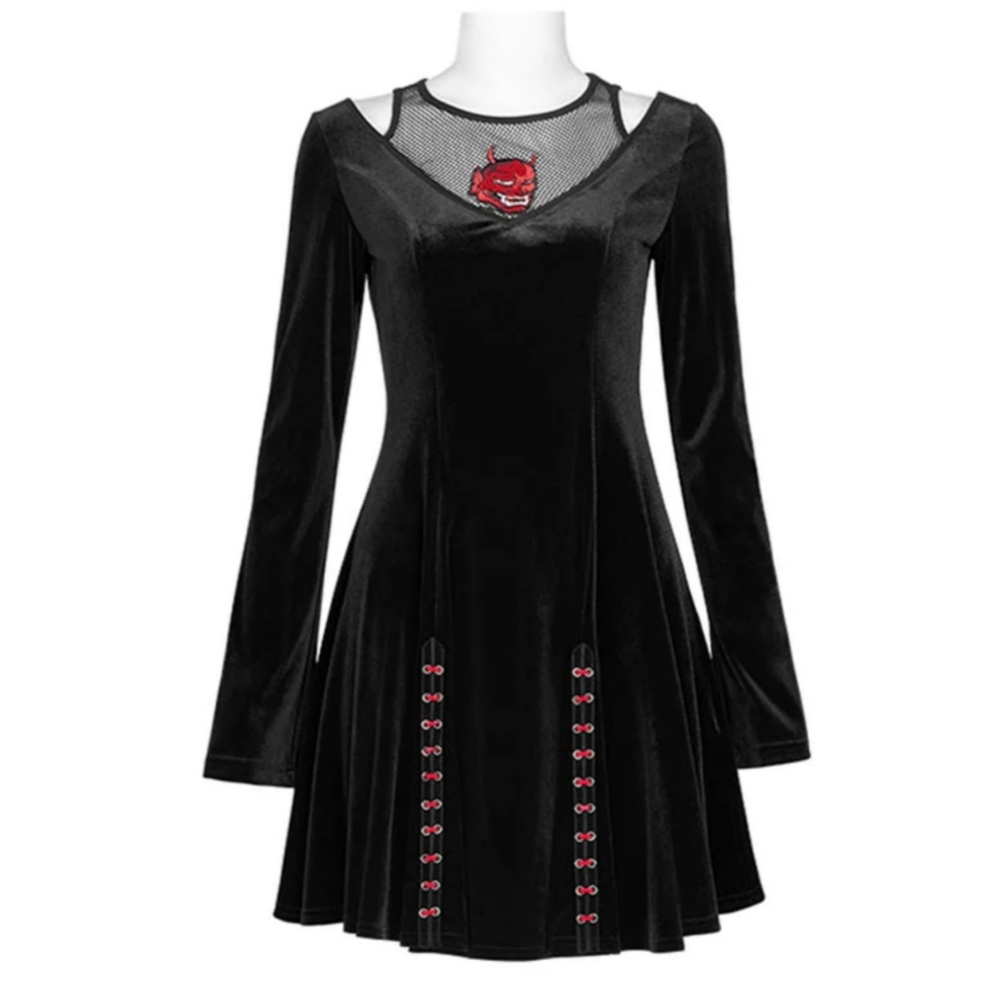 Punk Rave Satin Devil Mini Dress - Picture 10 of 13